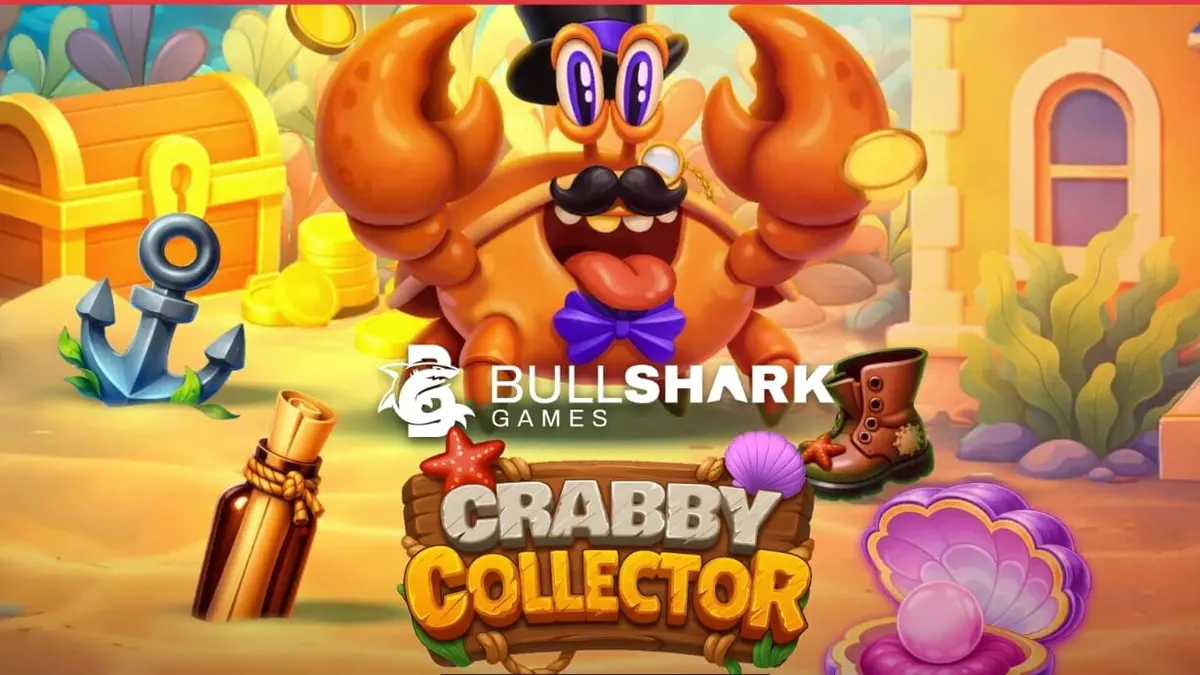 O caranguejo elegante de Crabby Collector em um cenário subaquático cheio de tesouros.
